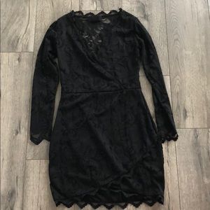 Sexy bodycon lace v neck dress